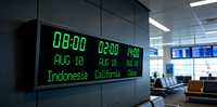 Jam Dinding Digital Elektronik yang Dapat Diprogram dan Dapat Disesuaikan dengan Teks Kota yang Dapat Diedit untuk Lobi Hotel Bandara