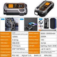 Notfall-Autostarter-Set mit Tragbarer Luftpumpe 1200A 6000-20000mAh für Fahrzeugbatterie-Start