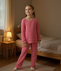 Te219r 2 Pijamas para Niñas, Manga Larga, Forro Polar Suave y Cómodo, Ropa de Dormir de Invierno, Color Sólido, Largo Regular, 100% Algodón - Product Image 2