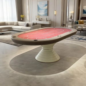 Mesa de Póker de Lujo con Forma Ovalada y Diseño Personalizado, Mesa de Póker Redonda Profesional de Casino con Patas Geométricas de Madera Maciza - Product Image 5