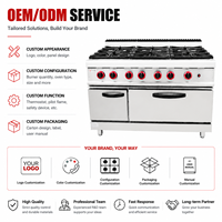 Cuisinière à gaz commerciale en acier inoxydable à 6 brûleurs avec four pour la cuisine des restaurants