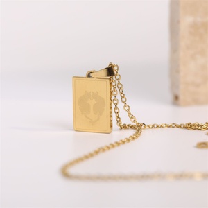 Collar con Colgante Rectangular Personalizado de Moda, Acero Inoxidable, Chapado en Oro de 18K, con Signo Zodiacal - Product Image 3