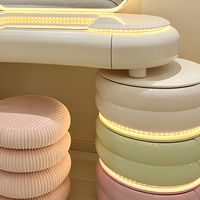 Coiffeuse colorée avec grand miroir et éclairage LED, meuble de chambre à coucher avec rangement et tiroirs, ensemble de meubles de maison, best-seller