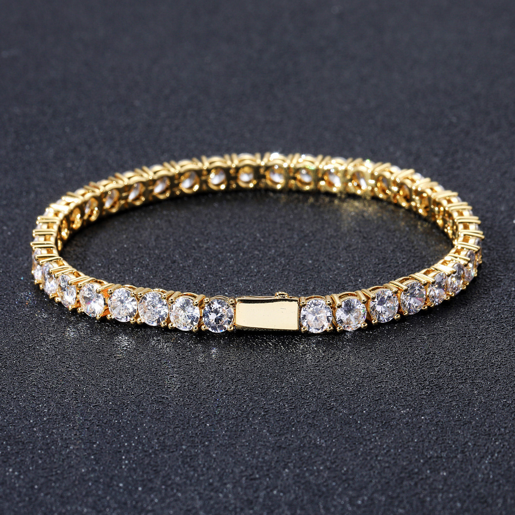 Hot Sale Geometric Zircon Hip Hop Tennis Chain Copper Necklace