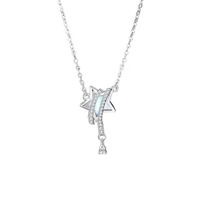 时尚925纯银珠宝女性圣诞项链星星吊坠项链锆石纯银产品制造商