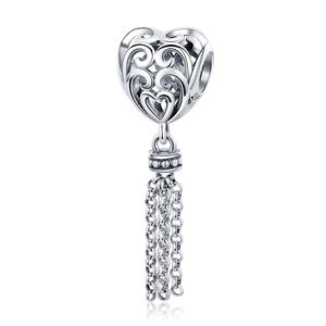 <span class=keywords><strong>2022</strong></span> nueva llegada 925 plata esterlina corazón encantado borla encanto ajuste Original DIY pulsera de cuentas mujeres joyería regalo SCC722 - Product Image 1