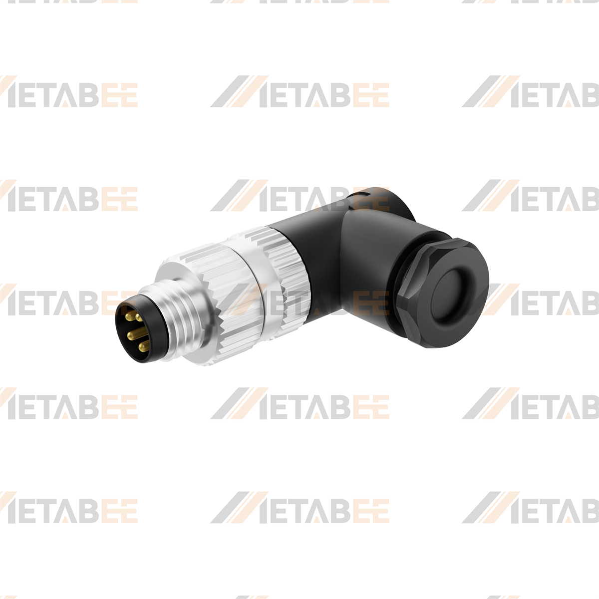 Connecteur mâle en plastique à angle droit, à souder, pour câblage sur site