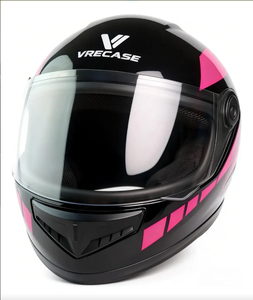 Casco de Motocicleta Vrecase con Certificación Dot, Rosa y Negro, Visera HD, Protector, Diseño Mecánico de Segunda Generación, Talla L - Product Image 1