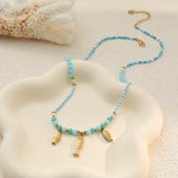 Collares con Colgante de Corazón de Pez con Cuentas Azules, Tema Oceánico, para un Estilo Veraniego en la Playa