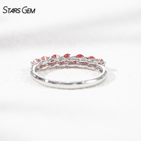 Starsgem 10 Ayar Altın Laboratuvarda Yetiştirilmiş Elmas Yüzük 1.0 karat 3.2mm DEF/Pembe Yarım Daire Parlak Kesim Unisex Yıldönümü Yüzüğü Yedi Taşlı