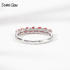 Bague unisexe Starsgem en or 10K avec diamant de laboratoire 1,0 ct 3,2 mm DEF/Rose, taille brillant demi-cercle, pour anniversaire, collection Sevenstone - Product Image 5