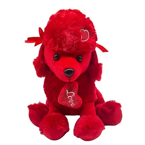 Simulation Shining Stars Poodle Plush Toy with heart and bowknot for Valentines Gift