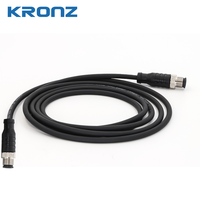 Câble pré-câblé droit mâle KRONZ M12 4 broches 10m PVC noir non blindé IP67 étanche Connecteur circulaire industriel
