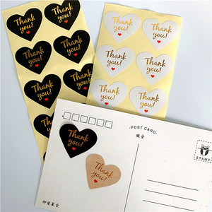 100 Pcs/lot Thank <span class=keywords><strong>you</strong></span> Red Heart design Hot Stamping Kraft Paper Labels - Product Image 3