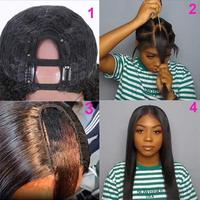 Perruque u-part Wig brésilienne naturelle lisse en vrai cheveux, produit bon marché, vente directe d'usine