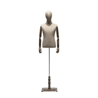 Mannequin homme grande taille pour vitrine, veste, mannequin en bois, bras flexibles, lin noir, demi-corps supérieur, mannequin de costume masculin pour l'affichage