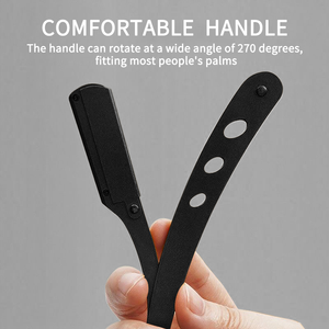 Rasoio a Mano Libera Professionale per <span class=keywords><strong>Barbiere</strong></span> con Lame Sostituibili Nero Oro Rasoio a Lama Dritta per Uomo - Product Image 6