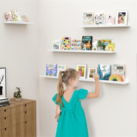 Ensemble de 2 étagères murales flottantes blanches en bois, étagères murales pour photos, livres, décorations, chambre à coucher, salon