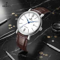 Montre sport mécanique automatique vintage AKIRES pour homme, vente chaude, résistante à l'eau 5 BAR, verre saphir 316L, logo personnalisé, cuir