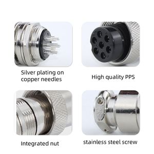 GX16 Circulaire Connector 2P 3P 4P 5P 7P 8P 9P 10-pins Luchtvaartstekker en Socket Hex Nut, Verzilverde Contacten PPS Behuizing - Product Image 4