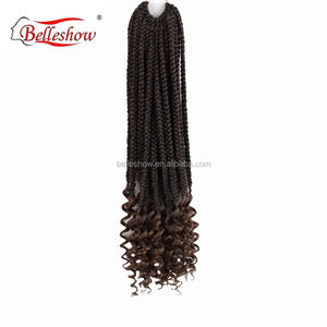 Vendita calda all'ingrosso 18 pollici estensioni dei <span class=keywords><strong>capelli</strong></span> sintetici ombre color box <span class=keywords><strong>trecce</strong></span> con estremità ricci - Product Image 5