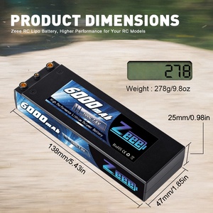 แบตเตอรี่ Zeee HV 7.6V 2S 6000mAh Rc Lipo เหมาะสำหรับรถทุกประเภทขนาด 1/10 เช่น Traxxas Slash, Slash 4x4, Bandit, Rustler ฯลฯ - Product Image 5