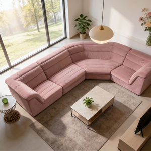 Ensemble de canapés modulaires modernes de luxe en tissu velours rouge, canapé en velours marron personnalisé, canapé en forme de <span class=keywords><strong>L</strong></span>, meubles de salon - Product Image 1
