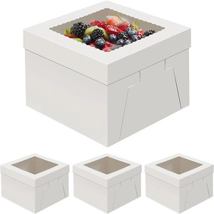 Grenz überschreitende quadratische Torten schachteln aus weißem Karton mit Deckel <span class=keywords><strong>8</strong></span>-Zoll-/10-Zoll-/12-Zoll-Größen Recycelbarer Fenster Transparenter Deckel - Product Image 3