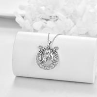 Nouveau Design Cheval Bijoux 925 Sterling Silver Rhodium Plaqué Animal Fer À Cheval Lariat Collier