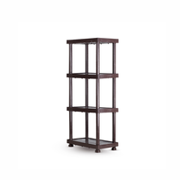 Étagère de rangement en plastique empilable traditionnelle à 3 niveaux avec une construction robuste et durable, facile à installer pour la maison, la cuisine, l'entrepôt