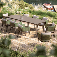 Villa Loisirs de plein air en rotin Tables et chaises Patio Jardin Ensemble de meubles imperméables en alliage d'aluminium et corde tous temps