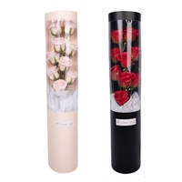 Boîte à roses personnalisée, boîte à fleurs ronde en tube avec une grande fenêtre transparente