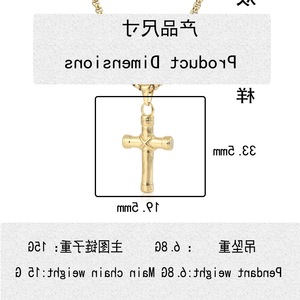 yunnique <b>Cross</b> Pendant Necklace Gold Zinc Alloy 60cm <b>Chain</b> Geometric Design For Men Women Gift Fashion Jewelry - Product Image 5