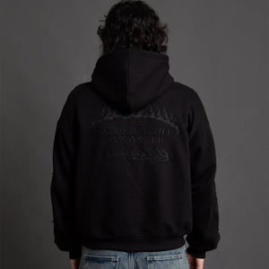 Sudadera con capucha con relieve sólido informal French Terry Heavyweight Oversized Unisex Custom Relieve Sudadera con capucha Fabricantes de ropa - Product Image 4