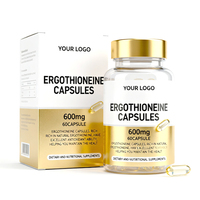 Capsules d'ergothionéine, antioxydant, complément alimentaire pour le bien-être cellulaire, sans gluten, formule OEM ODM en marque privée pour adultes