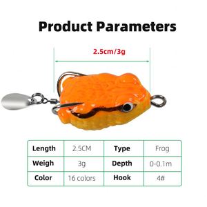 Nuevo señuelo artificial de PVC para pesca, tipo rana, mini, 2.5cm, 3g, para pesca en agua dulce y salada, lagos y arroyos. - Product Image 3