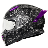 Casque de moto intégral en fibre de carbone Forge Finish en noir - Prêt à l'emploi - Certifié DOT et 3C - Unisexe - Direct usine