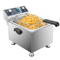 Friteuse électrique professionnelle HUAZE 13L/13.7QT en acier inoxydable avec panier, contrôle de la température, minuteur, 1800W, 120V, garantie 1 an