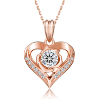 Collar con Colgante de Corazón de Moissanita con Diseño de Rosa Romántica, Diamante Creado en Laboratorio VVS de 1ct, Plata de Ley 925, Regalo de Joyería para Mujer