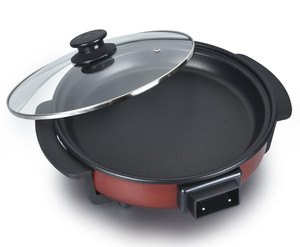 Sartén eléctrica para <span class=keywords><strong>Pizza</strong></span> de 42 CM, parrilla eléctrica para interiores, antihumo, de aluminio, multifunción, 1000 unidades - Product Image 3