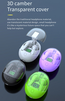 PRO satu earbud Mini nirkabel modis transparan, Earphone olahraga musik tampilan daya LED tahan air kontrol sentuh