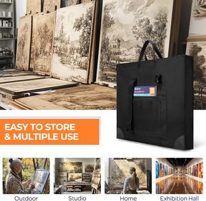 Alta calidad Durable impermeable Oxford cremallera portátil almacenamiento artista cartera bolso de mano con esquinas de cuero - Product Image 6