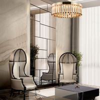 Lampu Kristal Desainer Mewah Gaya Eropa Modern, Lampu Gantung Lingkaran Emas untuk Ruang Makan dan Ruang Tamu, Lampu Chandelier