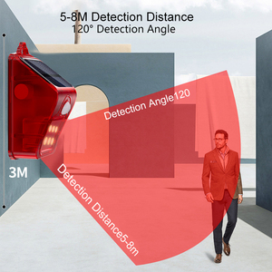 สัญญาณเตือนภัยเสียง 100 เดซิเบล พร้อมไฟส่องสว่างภายนอกอาคาร ใช้พลังงานแสงอาทิตย์ พร้อมเซ็นเซอร์ตรวจจับความเคลื่อนไหว <span class=keywords><strong>PIR</strong></span> และรีโมทคอนโทรล สำหรับบ้าน วิลล่า สวน และฟาร์ม - Product Image 4