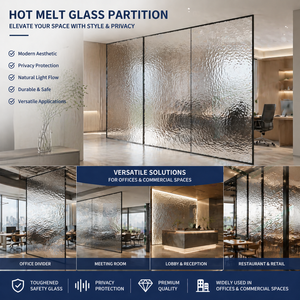 Cloison <span class=keywords><strong>en</strong></span> verre texturé soufflé à chaud, séparateurs modernes <span class=keywords><strong>en</strong></span> verre trempé, matériau de construction pour bureaux sécurisés et privés - Product Image 5