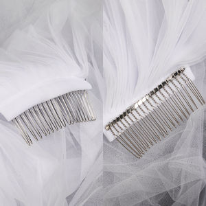 Voile de mariée de luxe CYG à double couche, 3 mètres de long, en tulle doux, avec peigne à cheveux - Product Image 6