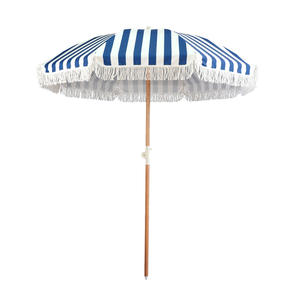 Sombrilla de Playa Portátil con Poste de Madera Resistente al Viento de 2m*8k con Rayas Rojas para Exteriores, para Relajarse con Bolsa de Transporte - Product Image 6