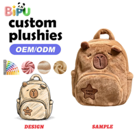 Fabricant OEM de sacs à dos en peluche, sac à dos en peluche personnalisé en forme d'ours, sac d'école léger en velours côtelé pour enfants, motif animal de dessin animé