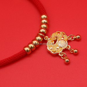 Festliche geflochtene Seil Hund & Katze Halsband mit Langlebig keit <span class=keywords><strong>Lucky</strong></span> Charm Anhänger, Legierung Gold Haustier Halskette für Neujahrs geschenke - Product Image 2