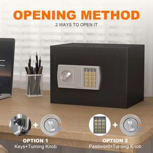 Caja Fuerte Digital de Acero para el Hogar de 25 cm de Alto, con Cerradura de Llave y Cerradura Electrónica, Caja de Seguridad para Efectivo, para Uso Doméstico y <span class=keywords><strong>en</strong></span> Hoteles - Product Image 6